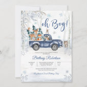 冬の森の少年ベビーシャワー招待状 招待状 (正面)