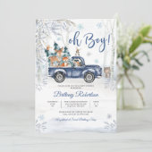 冬の森の少年ベビーシャワー招待状 招待状 (スタンド正面)