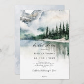 冬の森の山のブライダルシャワー招待 招待状 (正面/裏面)