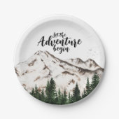 冬の森の山の冒険ベビーシャワー ペーパープレート (正面)