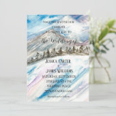 冬の森の山松の木の青結婚い 招待状 (スタンド正面)