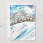 冬の森の山松の木の青結婚い 招待状 (裏面)