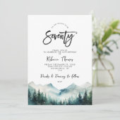 冬の森の山70th誕生日の招待 招待状 (スタンド正面)