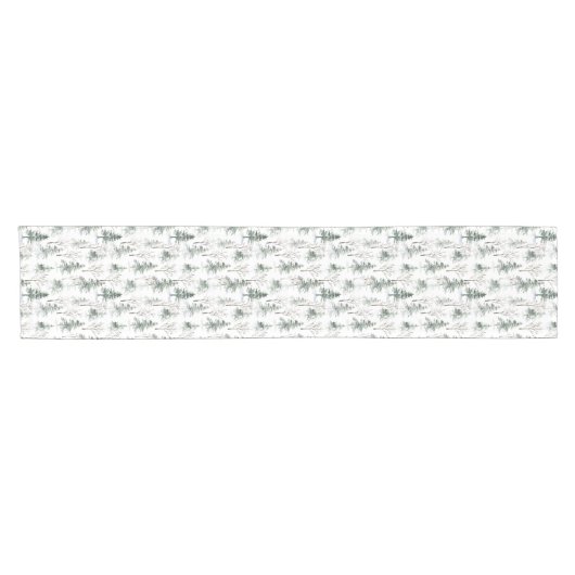 冬の森の常緑樹の模様 ショートテーブルランナー (横)