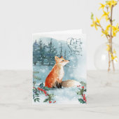冬の森の情景、フォックスフォールディンググリーティングカード カード (黄色い花)