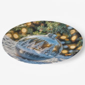 冬の森の景色が楽しめるクリスマスの飾り ペーパープレート (アングル)