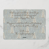 冬の森の木々に高級トナカイ金ゴールド 箔シーズンカード (裏面)