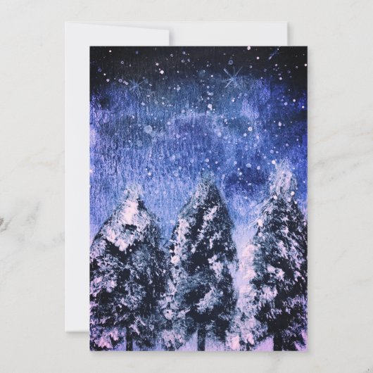 冬の森の木々結婚の木 招待状 (裏面)