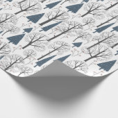 冬の森の木のクリスマスパターン ラッピングペーパー (角)