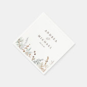 冬の森の木の葉の結婚枝 スタンダードカクテルナプキン (角)