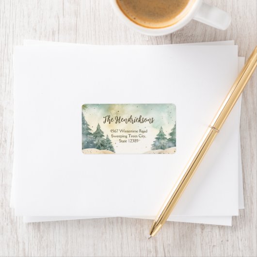 冬の森の木クリスマス住所 シール (インサイチュ)