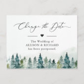 冬の森の松の木が延期された日付の変更 ポストカード (正面)