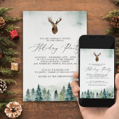 冬の森の松の木のホリデーパーティー 招待状