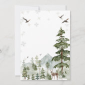 冬の森の松の木の寒さ赤ちゃんシャワー 招待状 (裏面)
