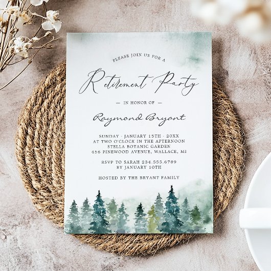 冬の森の松の木の引退パーティー 招待状