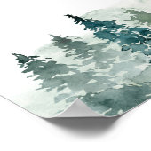 冬の森の松の木の歓迎の結婚サイン ポスター (角)