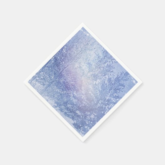 冬の森の松の木の雪片エレガントパーティー スタンダードカクテルナプキン (角)