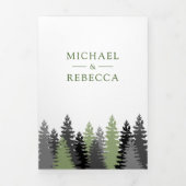 冬の森の松の木フォトフォレ結婚スト 三つ折り招待状 (カバー)