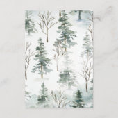 冬の森の松の木結婚式の詳細 エンクロージャーカード (裏面)