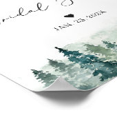 冬の森の松の木 ウェディングシャワーの看板 ポスター (角)