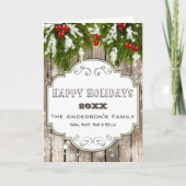 冬の森の松の果実、休日の挨拶 シーズンカード (正面)