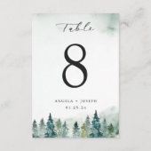冬の森の松の結婚テーブル番号カード 出欠カード (裏面)