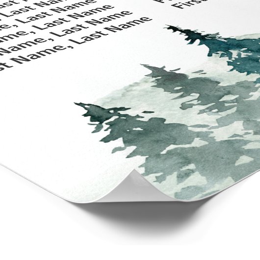 冬の森の松結婚の座席表 ポスター (角)