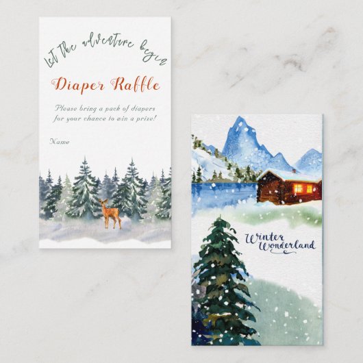 冬の森の森の動物の冒険が始まる エンクロージャーカード (正面/裏面)