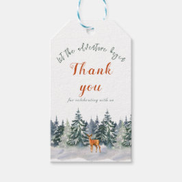 冬の森の森の動物の冒険が始まる ギフトタグ