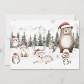 冬の森の森の動物誕生日写真 サンキューカード (裏面)