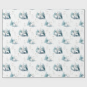 冬の森の森の姿を描く森林の動物たち ラッピングペーパー (フラット)