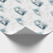 冬の森の森の姿を描く森林の動物たち ラッピングペーパー (角)