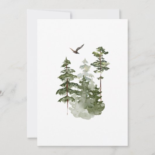 冬の森の森の彼または彼女が性別を明かす 招待状 (裏面)