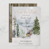 冬の森の森の木の林の日付を保存 セーブザデート (正面/裏面)