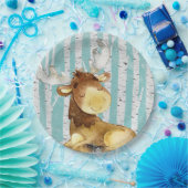 冬の森の森の森の森の森の森の中の森林の動物の友人 – 鹿 ペーパープレート (パーティー)