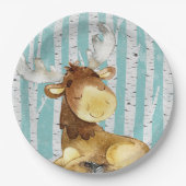 冬の森の森の森の森の森の森の中の森林の動物の友人 – 鹿 ペーパープレート (正面)