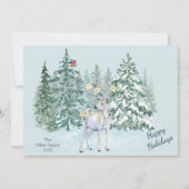 冬の森の森の鹿のクリスマス シーズンカード (正面)