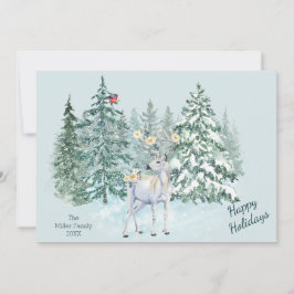 冬の森の森の鹿のクリスマス シーズンカード