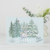 冬の森の森の鹿のクリスマス シーズンカード (スタンド正面)