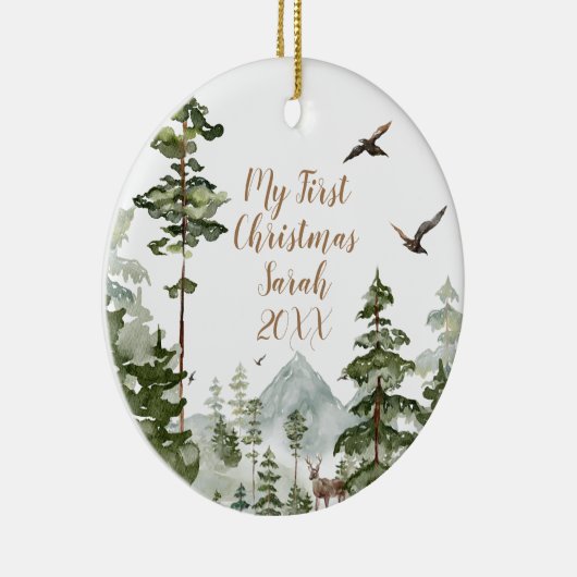 冬の森の森1stクリスマス セラミックオーナメント (右)