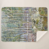 冬の森の水の絵画色 シェルパブランケット (正面(横))