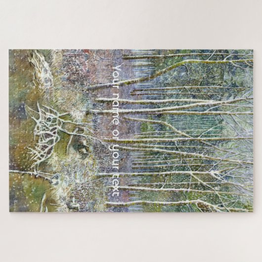 冬の森の水の絵画色 ジグソーパズル (横)