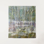 冬の森の水の絵画色 タペストリー (正面)