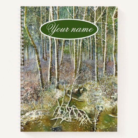 冬の森の水の絵画色 ノートブック (正面)