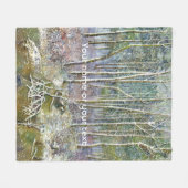 冬の森の水の絵画色 フリースブランケット (正面(横))