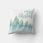 冬の森の水の色のスケッチメリークリスマス クッション (裏面)