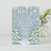 冬の森の水の色グレーの赤ちゃんシャワーinvitat 招待状 (スタンド正面)