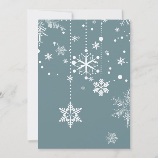 冬の森の水の色グレーの赤ちゃんシャワーinvitat 招待状 (裏面)