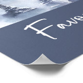 冬の森の水の色ネイビーブルーの好意 ポスター (角)