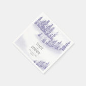 冬の森の水の色パーソナライズされた結婚の スタンダードカクテルナプキン (角)